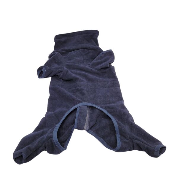 Dog Jumpsuit Jacket Sweater Clothes Zip Up Fleece Navy Blue Small - Picture 2 of 7